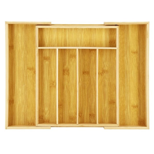 Range-couverts en bambou naturel – Organisateur de cuisine extensible pour tiroir